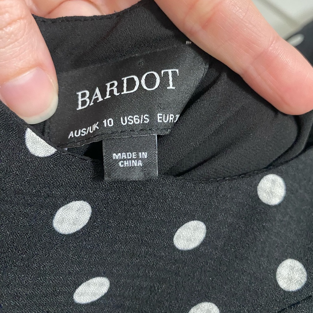 Bardot Black Dress with White Polka Dots - Picture 5 of 7